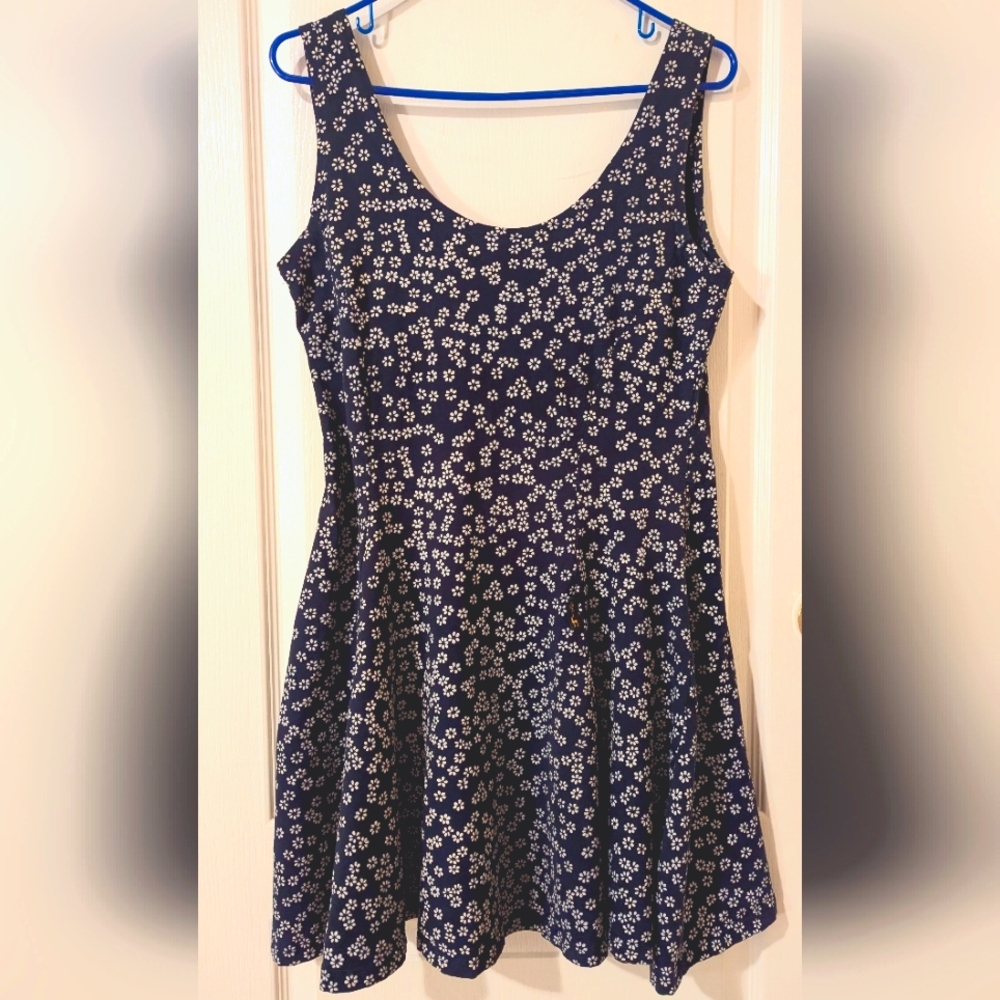 Navy and White Skater-style Dress